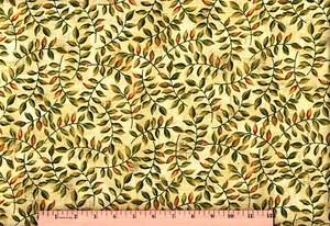 Trailing Leaves Stoff ~ Medium Wt Baumwolle ~ Oakhurst Textilien ~ NEU ~ BTY X 45" W - Bild 1 von 2