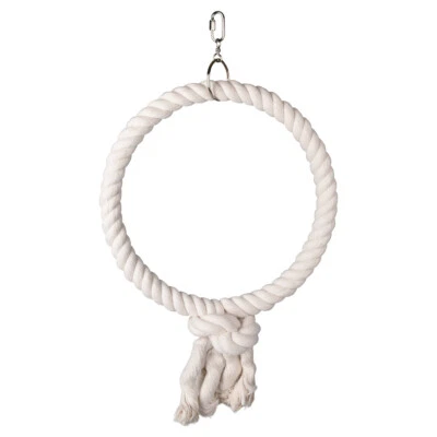 Flamingo Käfigaufhänger Baumwolle für Papagei Ring Spielzeug weiß