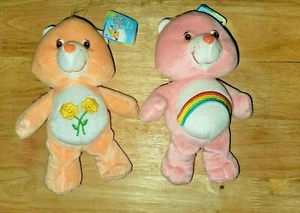 Lot 2 Care Bears Friend & Cheer Bear Orange Pink 9" Plush Stuffed 2003 - Picture 1 of 2