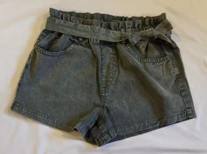 Forever 21 Army Olive Green Tie Waist Loose Trouser Shorts US Size 13-14Y - Picture 1 of 8