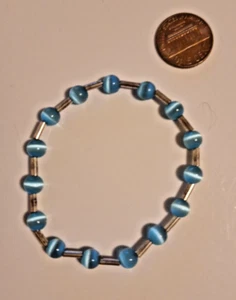 Light Blue Small Bead and Barrel Expandable Bracelet - Picture 1 of 2