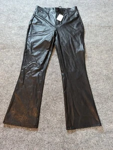 Paige Women's Faux Leather Ankle Flare Pants, Black, , Sz 28- New with Tags  - Picture 1 of 11