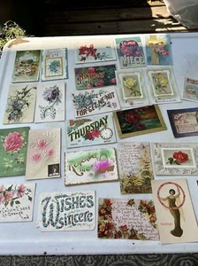 Lot Of 25 Antique Post Cards Embossed Floral Used & Unposted 1900-1915 - Picture 1 of 9