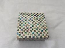 Egyptian Inlaid Mother of Pearl Paua Handmade Square Jewelry Box 3.75" #1243 WOW