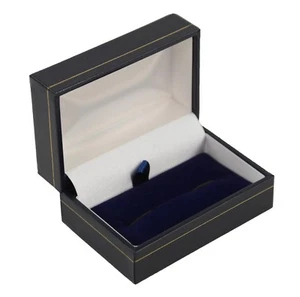 Jewellery Shop Box Suppliers 1 x Blue Leatherette Cufflink Jewellery Gift Box - Picture 1 of 2