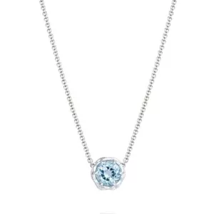 Tacori 925 Sterling Crescent Crown Swiss Blue Topaz 18K Accent Pendant Necklace - Picture 1 of 7