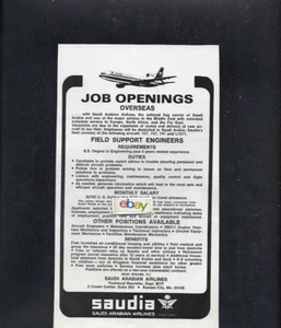 SAUDIA SAUDI ARABIAN L-1011 OVERSEAS JOB OPENINGS 1981 AD - Bild 1 von 1