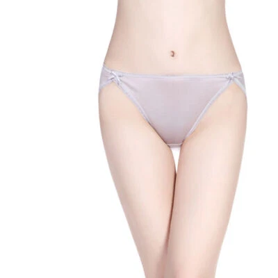3x 100 Mulberry Silk Underwear For Women Briefs Thin Silk Lady Panties Bow Tie~ - Image 1 of 4
