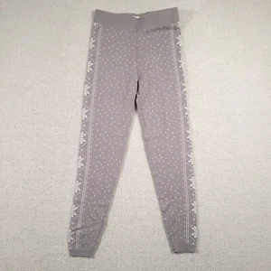SO Leggings Women's Medium Gray Pull-On Knit Snowflake Print Warm - Picture 1 of 13