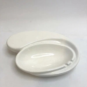 Vintage Mid Century Ashtray Pipe Cigar Rest Tray Pottery Swirl White Signed 1972 - Picture 1 of 12
