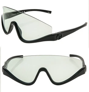 GUCCI 1650 Black Green Sport Wrap Shield Gg1650S Unisex Rimless Sunglasses 005 - Picture 1 of 10