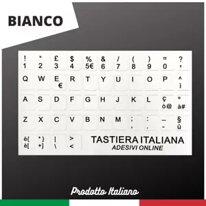 Adesivi Lettere Tastiera Lingua Italiana Pc Notebook Fondo Bianco Lettere Nere - Foto 1 di 3