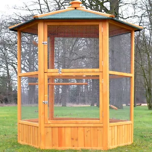 Vogelvoliere Vogelkäfig Vogelhaus Maxi Rund Holz XXL Wetterfest Wellensittich - Bild 1 von 12