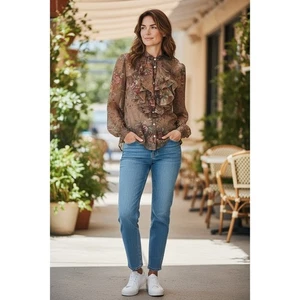 Lauren Ralph Lauren Damen Blumen Rüschen vorne Knopfleiste Hemd Größe 16 - Bild 1 von 7