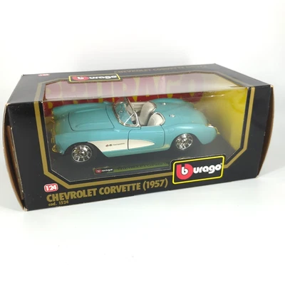 Burago Chevrolet Corvette 1957 Die Cast Metal 1:24 Modelo Coche Azul Sin usar, en caja con soporte Foto 1 de 4