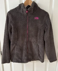 THE NORTH FACE Osito Girl Gray Pink Fleece Fuzzy Full Zip Jacket XL 18 Warm Cozy - Picture 1 of 14