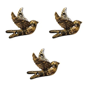 Set of 3 Cast Iron Bird Shape Coat Hooks Wall Art Decor-Bird Shape Hangers - Picture 1 of 6