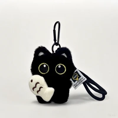 1Pcs Plush Black Cat Doll Keychain Bag Pendant Charm Car Keyring Cute Gift