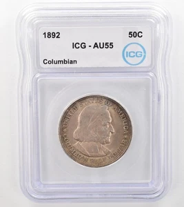 1892 Columbian Exposition Commemorative Half Dollar AU55 ICG Nice Tone *9110 - Picture 1 of 3