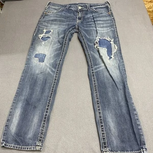True Religion Jeans Herren Größe 36x32 Distressed Skinny Dicke Nähte Lesen  - Bild 1 von 14