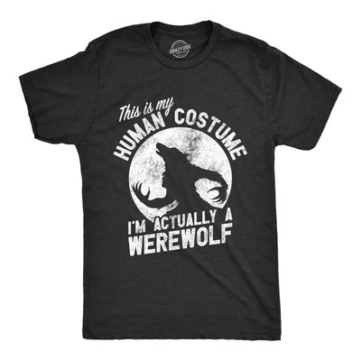 Mens This Is My Human Costume Im Actually A Werewolf T Shirt Funny Halloween - Image 1 of 4