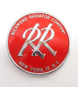 Vintage 3" Richmond Radiator Company Red Metal Badge Sign Plate Emblem NY - Picture 1 of 7