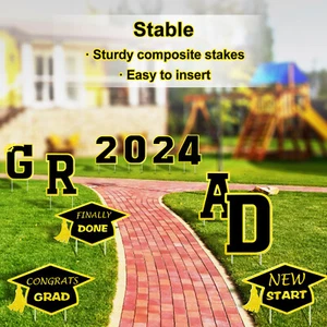 2024 Graduation Decorations Grad Yard Sign Congrats Grad Banner Outerdoor Lawn  - Picture 1 of 13