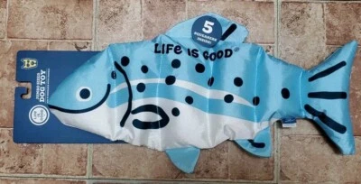 Life is Good 18" Jumbo Pez Perro Juguete con 5 Chirridos y Arrugas, Azul, Duradero, LG1056 Foto 1 de 4