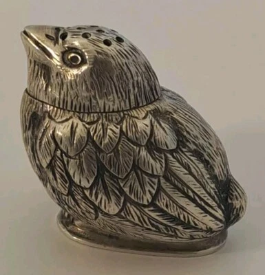 Antiguo gorrión alemán 800 plata pájaro figura salero hecho a mano bonito Foto 1 de 4