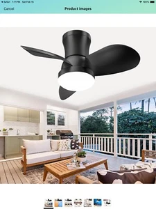 Black Ceiling Fan with Light and Remote-Low Profile Ceiling Fan Flush Mount. - Picture 1 of 8