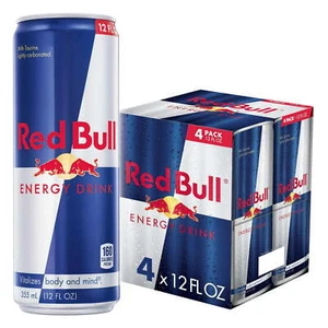 Red Bull Energy Drink, 114mg Caffeine, 12 fl oz, Pack of 4 Cans - Picture 1 of 3
