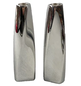 Nambe Twist Candlesticks Fred Bould 6236 Metal Alloy Set Of 2 Candle Holders - Picture 1 of 16