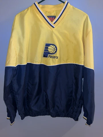 VTG G-III Apparel Indiana Pacers NBA Blue & Gold Lined Pullover Jacket Mens SZ M Cover
