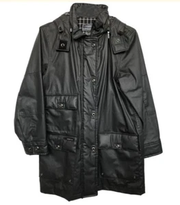 Lauren Ralph Lauren Women's Full Zip Black Rain Jacket Removable Hood - Picture 1 of 3