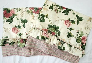 2 Waverly Roseberry Valances Floral Ruffle Plaid Check Layered Pink Green 70x16 - Picture 1 of 7