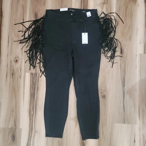Judy Blue Jegging Womens 16W Black Fringe High Rise Pull On Skinny Stretch - Picture 1 of 13