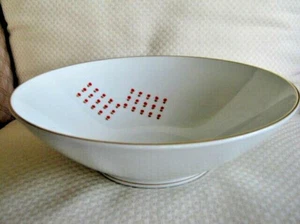 Noritake Nippon Toki Kaisha Servierschüssel 8,75" weiß - winzige rote Blumen Goldrand - Bild 1 von 6