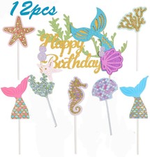 BESTZY 12PCS Glitter Mermaid Topper per Torte cake topper...