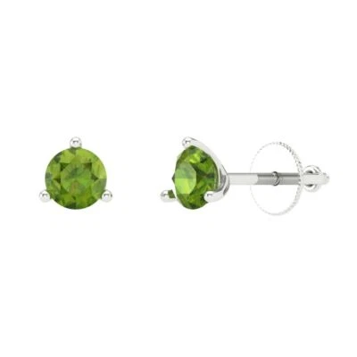 Peridot Stud Earrings for Women, Solid Gold Screw back (1 cttw, 5mm, Round-Cut) - Image 1 of 4