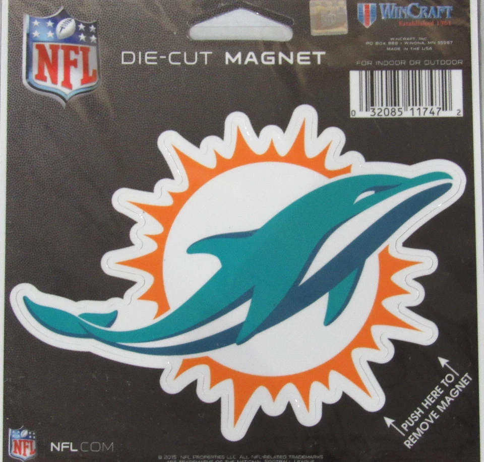 NFL Miami Dolphins Logo on 4 inch Auto Magnet by WinCraft