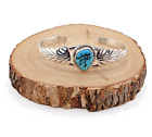 Bracelet manchette Navajo Belle au bois dormant turquoise argent moulé feuilles NA taille 6,5 pouces