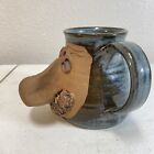 Vtg Ugly Face Mug Man With Mustache Big Nose Artist Signed Clay Pottery