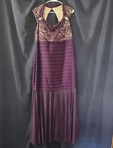 R&M Richards Women's Evening Dress Gown Plum Lace Sz 18W Mother Of Bride Formal - Picture 1 of 12