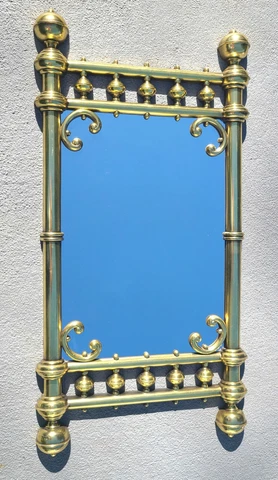 VINTAGE SYROCO WALL MIRROR 1977 RETRO FAUX BRASS BED FRAME LARGE 34" Cover