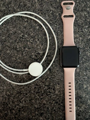 Apple Watch Series 3 - 42mm Aluminum Gray Case Watch MQK22LL/A W/ Pink Band - Image 1 of 2