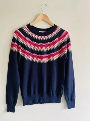 Jersey WoolOvers Mezcla de Cachemira Fair Isle Azul Marino Multicolor Talla Mediana Foto 1 de 4