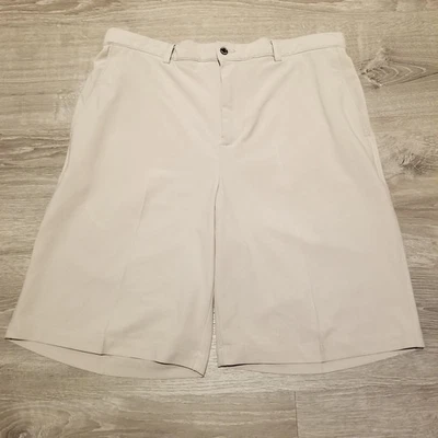 Shorts de golfe Dunning tecido 10" bronzeado claro cáqui chino masculino tamanho 34 desgaste atlético - Imagem 1 de 4