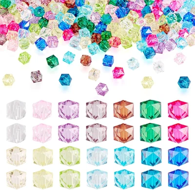 210Pcs Cube Acrylic Beads 8Mm Square Shaped Crystal Beads Clear Pony Beads Facet - Image 1 of 4