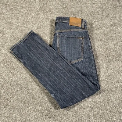 Volcom Solver Jeans Modern Straight Raw Blue Denim Mens 34x30 Skater Y2K Style - Image 1 of 4