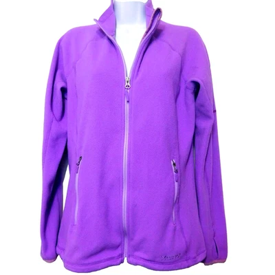 Marmot Polartec Fleece Jacket Womens M Full Zip Purple Thumbholes Zip Pockets - Image 1 of 4